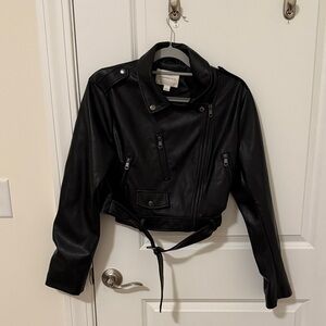 Black Cropped Leather Jacket